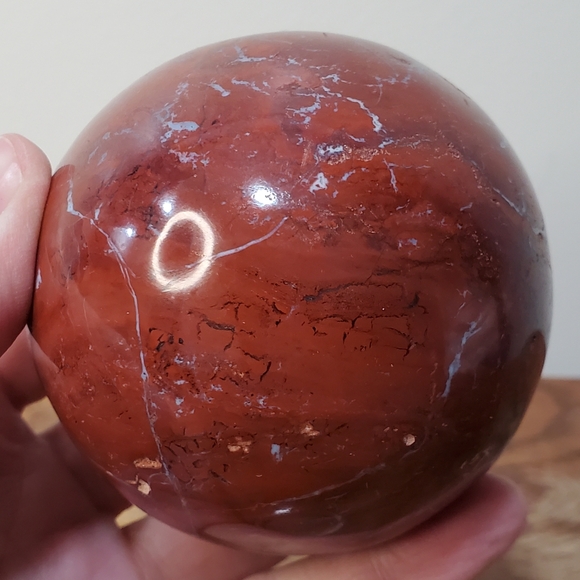 1.6 lbs Red Jasper Crystal Sphere 81mm 1.6 Pounds - Picture 12 of 14